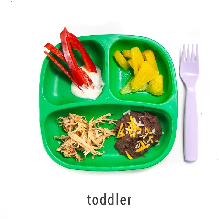 Toddlers plate is ready to eat - great for picky eaters.