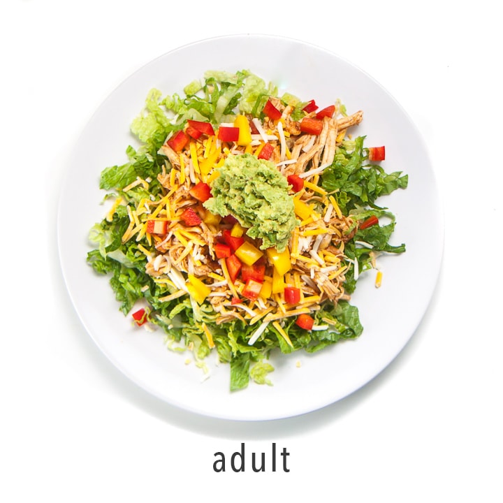 Adult salad of chicken salsa taco.