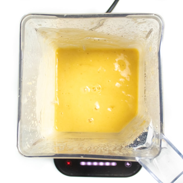 blended peach and banana puree.