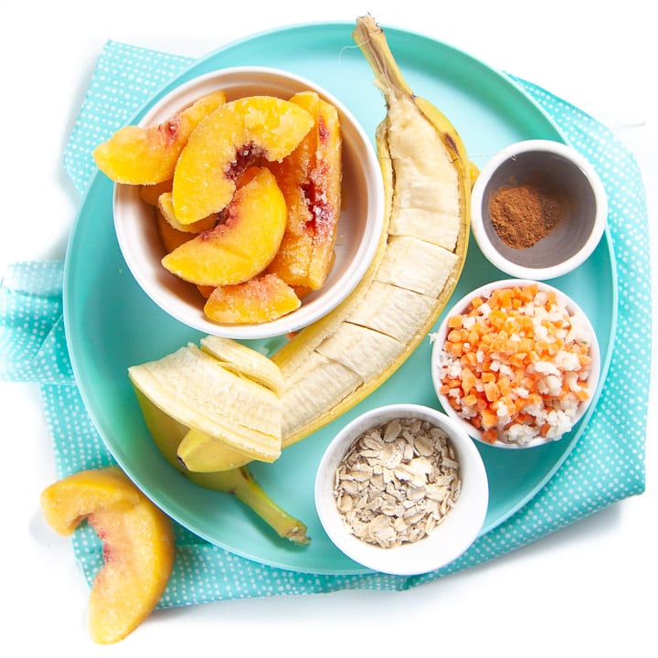 Spread of ingredients for smoothie.