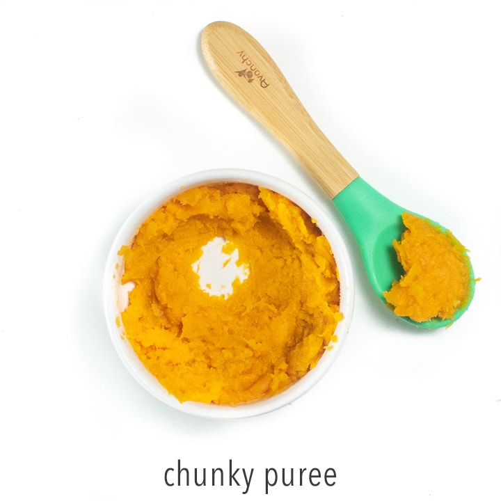 Chunky sweet potato puree for baby.