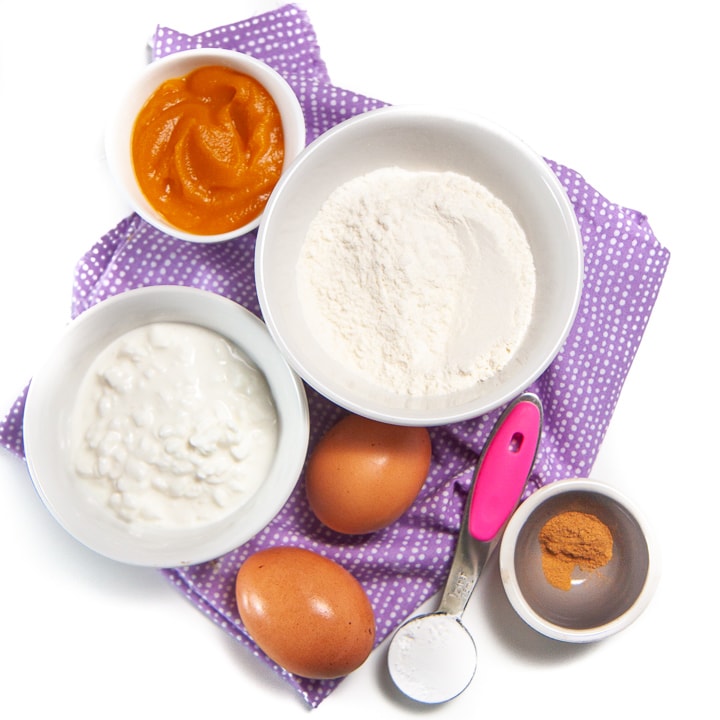 Ingredients for sweet potato pancakes for baby.