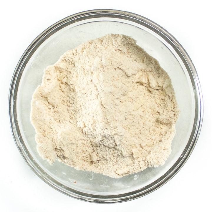 Flour whisked together in a bowl.