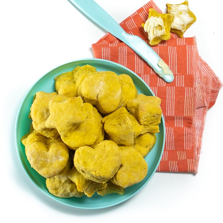 Plate of kid friendly pumpkin biscuits.