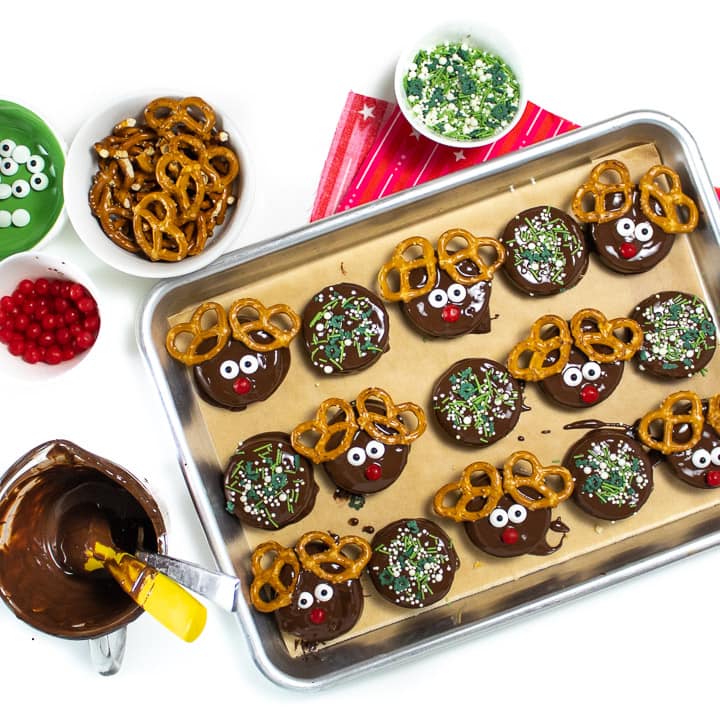 Making reindeer cookies