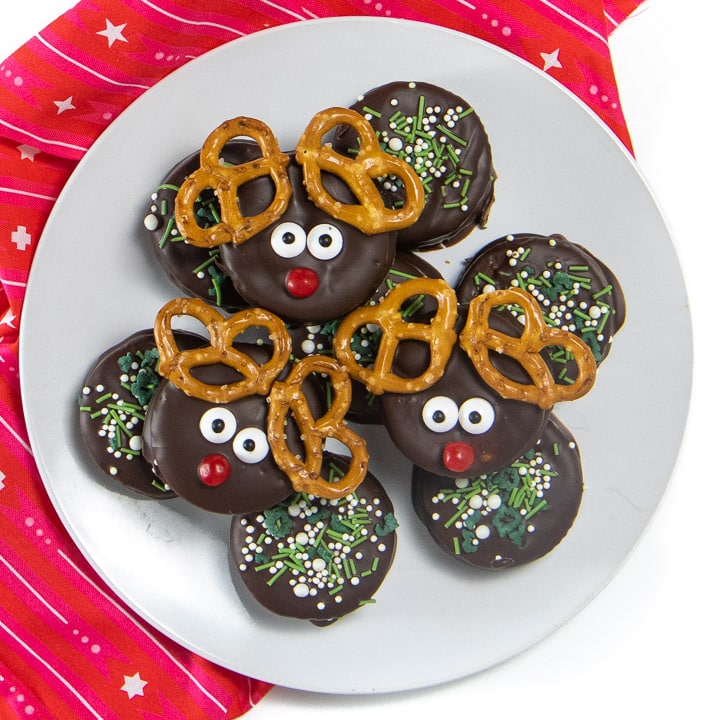 Plate of reindeer cookies.