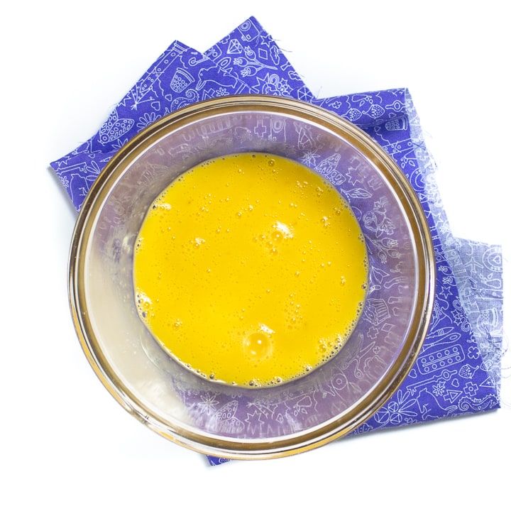 Whisked eggs and yogurt.