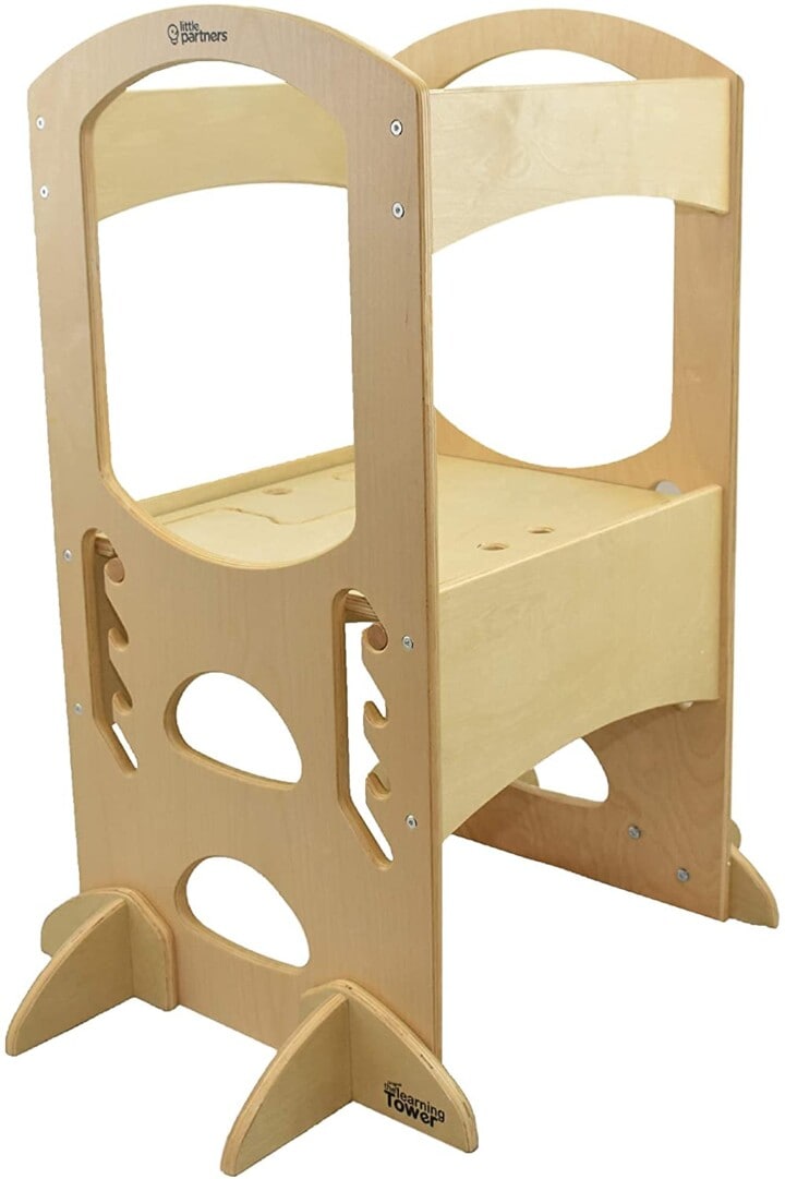 Wooden kitchen tower for toddler and kids.