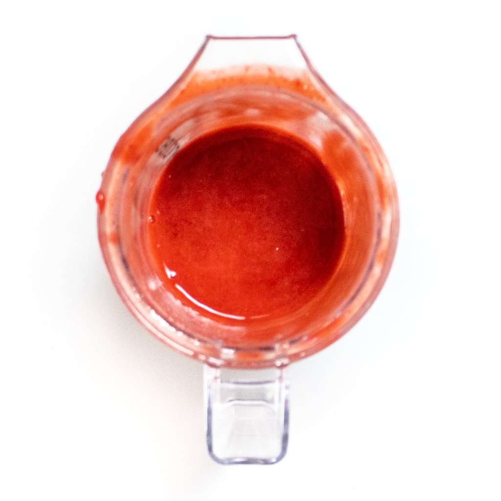 Small, puréed, strawberry, honey, and water for Popsicles.