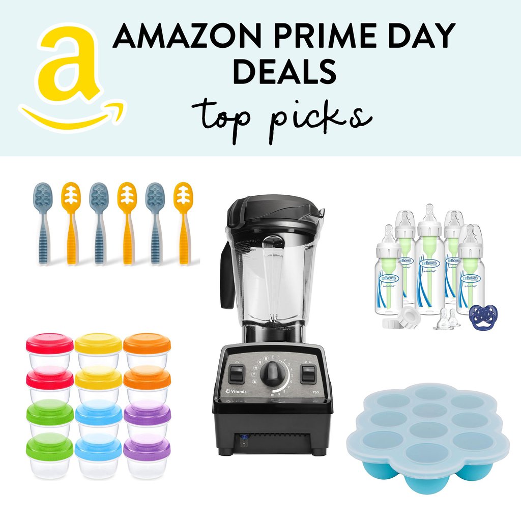 graphic for post - amazon prime day deals - top picks. Image is of our top 5 favorite products for baby and toddler.